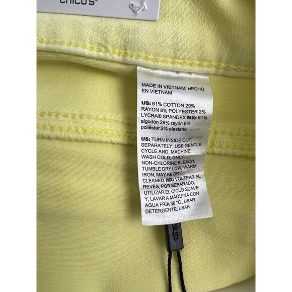 Chico's So Slimming Girlfriend Short Bright Yellow Size 2.5 US 14 Rolled Cuff - Picture 7 of 8